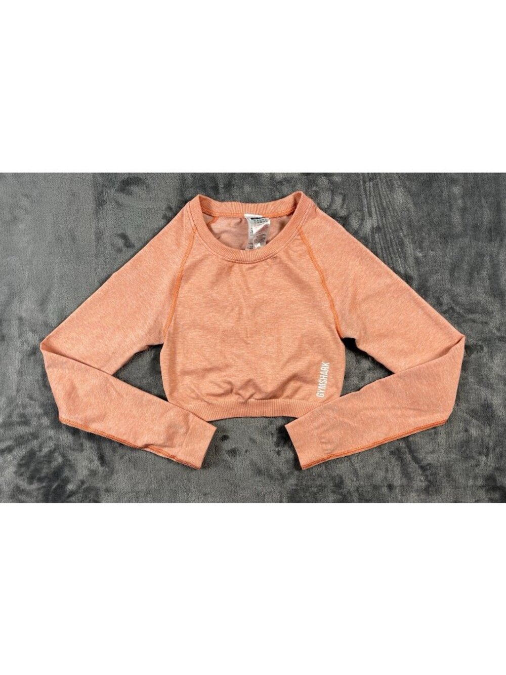 Gymshark Adapt Marl Seamless Long Sleeve Crop Top Size XS Orange Coral Fitness